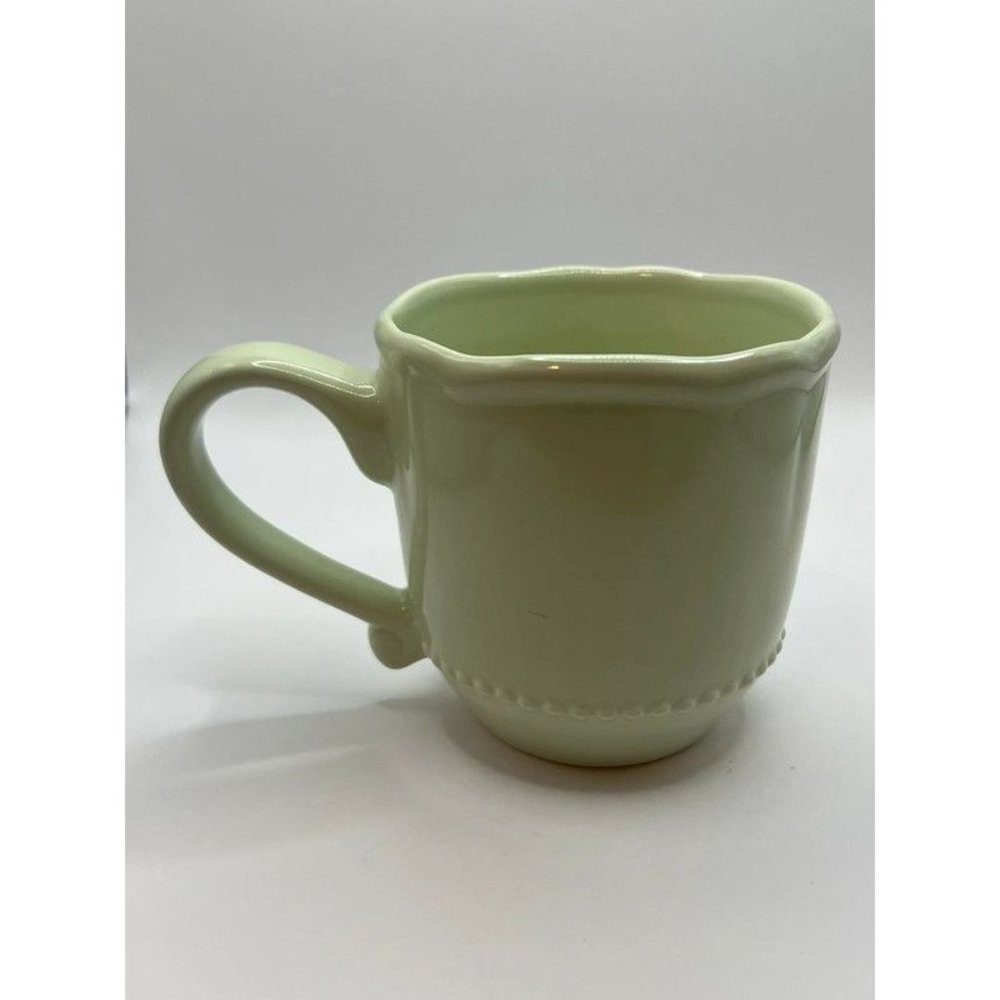 Green Beaded Pottery Barn Outlet Mugs Set of 2
